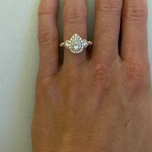 Rose Gold Engagement Ring & Band. Pear shaped sized 4 1/2.